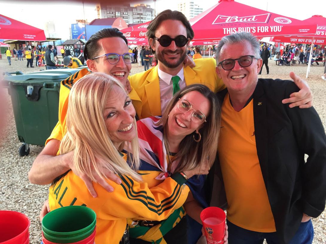 The family wearing Australia's green and gold colours.
