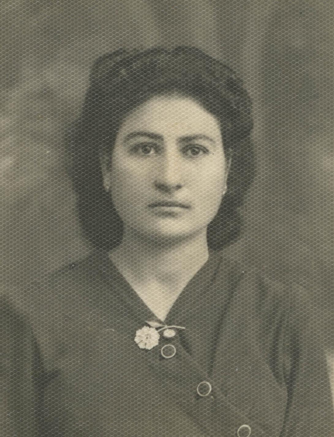 Black and white studio portrait of Rosa.