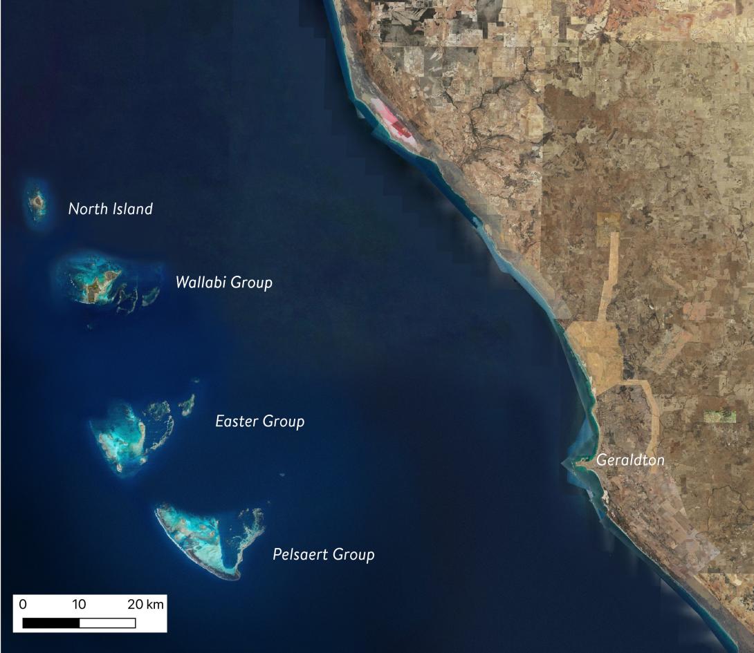 Map of the Houtman Abrolhos Islands.