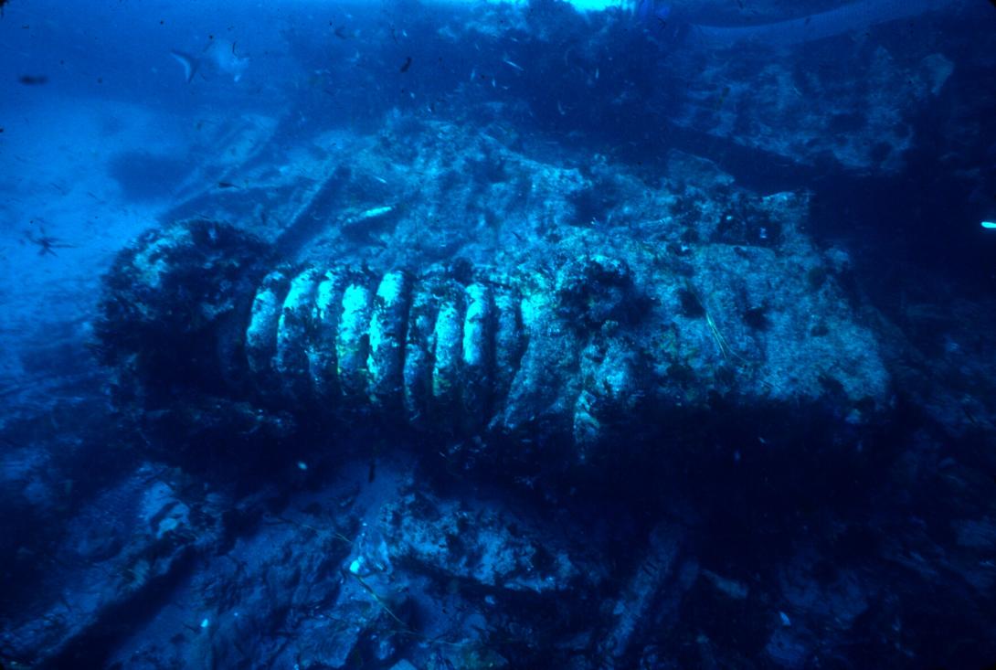 Chaplin distiller on the Xantho wreck site, 1983.