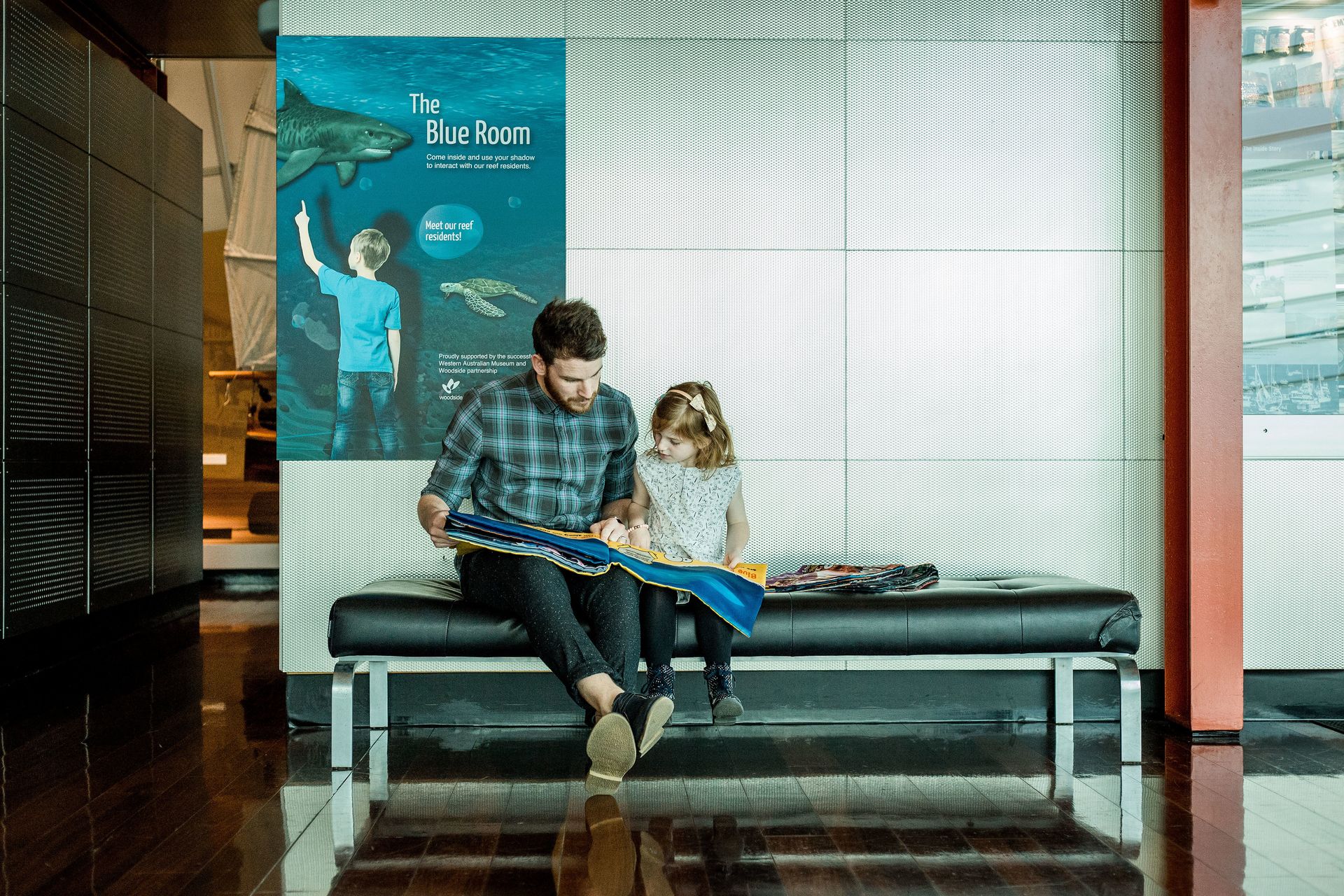 The 'Blue Room' in the Down Under gallery is a great place for families to learn all about marine wildlife.