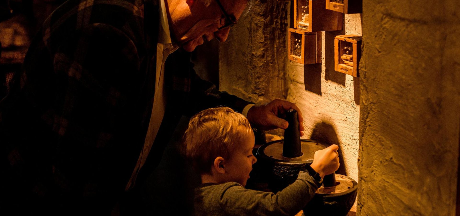 A replica 'souk' marketplace after the children's activity area is a central piece of the gallery.