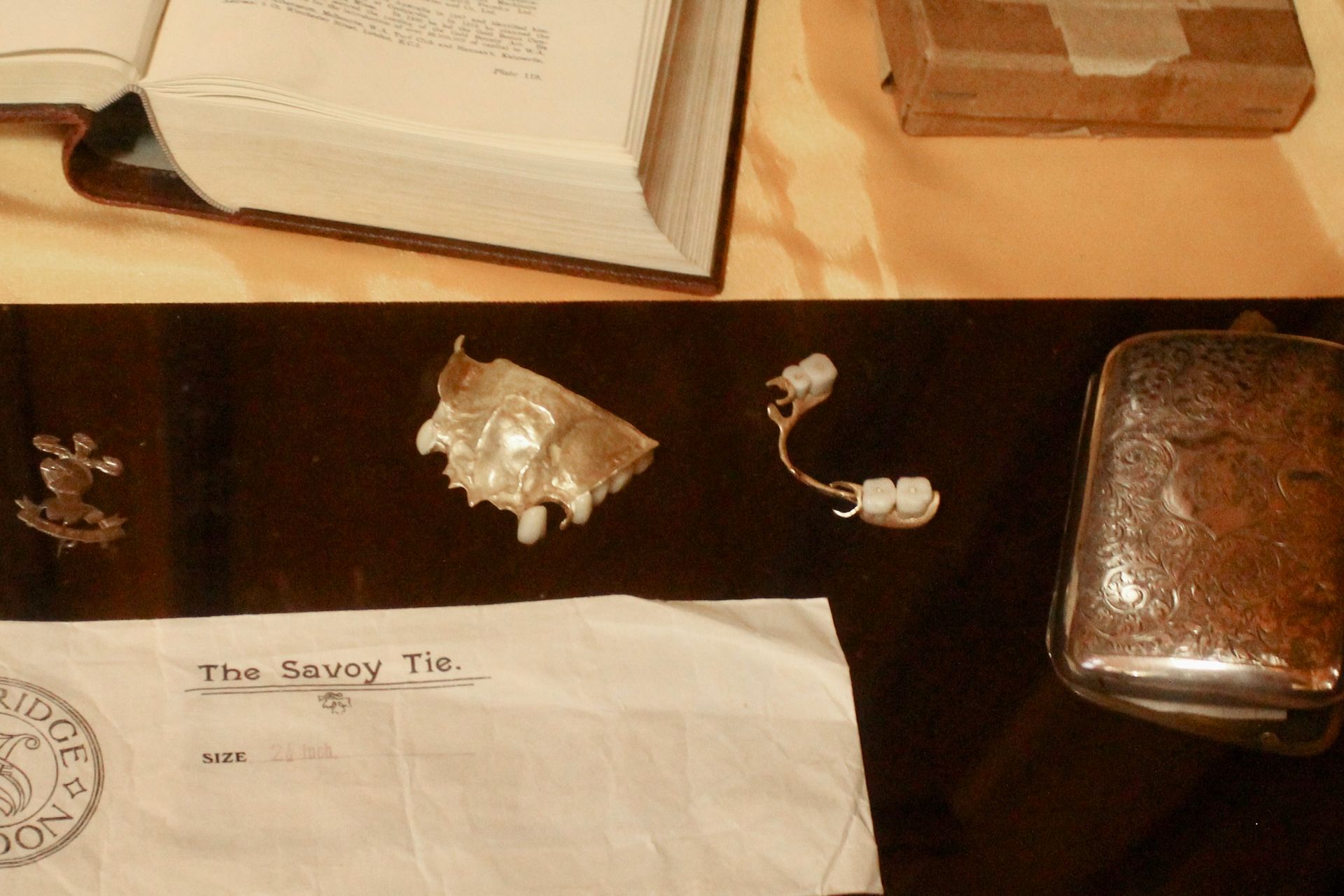 Gold plate holding teeth